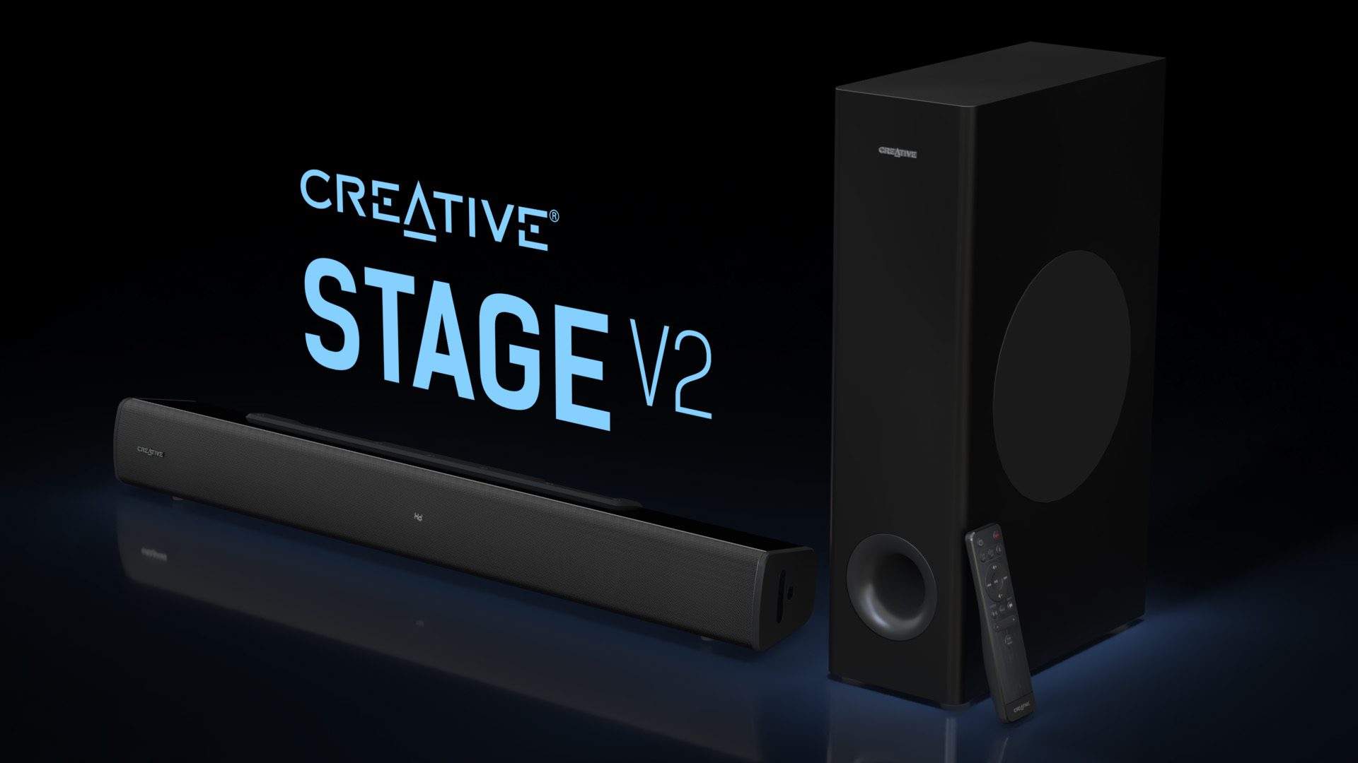 Creative Stage V2 2.1 Soundbar with Subwoofer, Clear Dialog and
